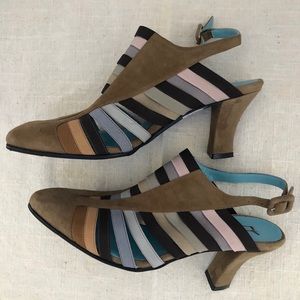 Thierry Rabotin leather suede slingback sandals